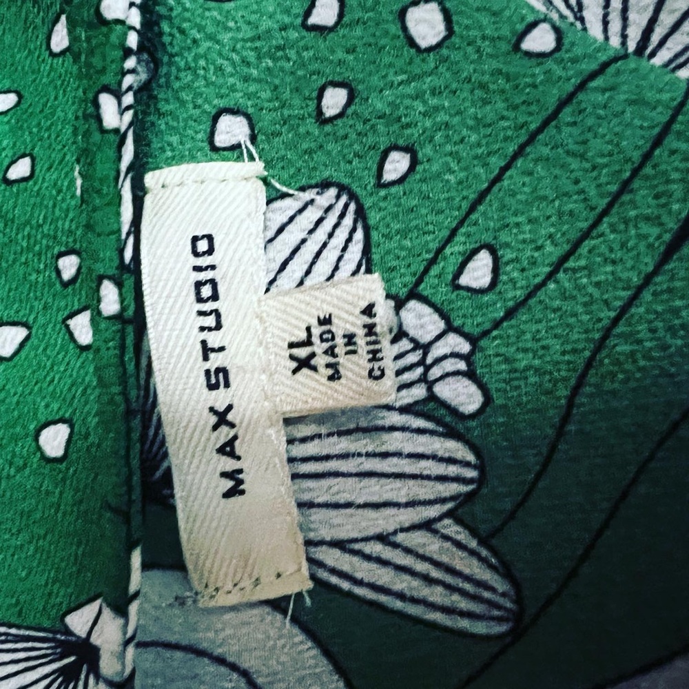 💚 MAX STUDIO KELLY GREEN FLORAL RUFFLE TRUE WRAP RUFFLE DRESS XL Dress - Picture 7 of 10